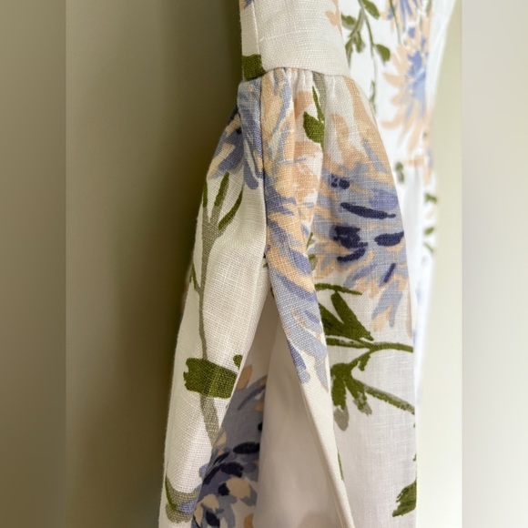 NEW Reformation Janu Midi Linen Dress Serenity White Blue Floral | US 2 / UK 6 - Picture 12 of 15